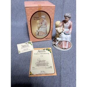 Enesco Treasured Memories Happy To Help Figurine 1988 Vintage 604623 COA Box